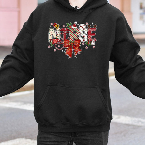 Festive Stethoscope Sweatshirt, Christmas Nurse Hoodie, Holiday Medical Graphic Pullover, Xmas Healthcare Hooded Sweatshirt, 