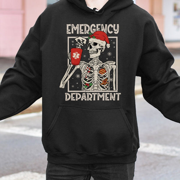 Skeleton ER Nurse Holiday Sweatshirt, Emergency Department Christmas Hoodie, Medical Healthcare Xmas Pullover, Winter ED Nurs