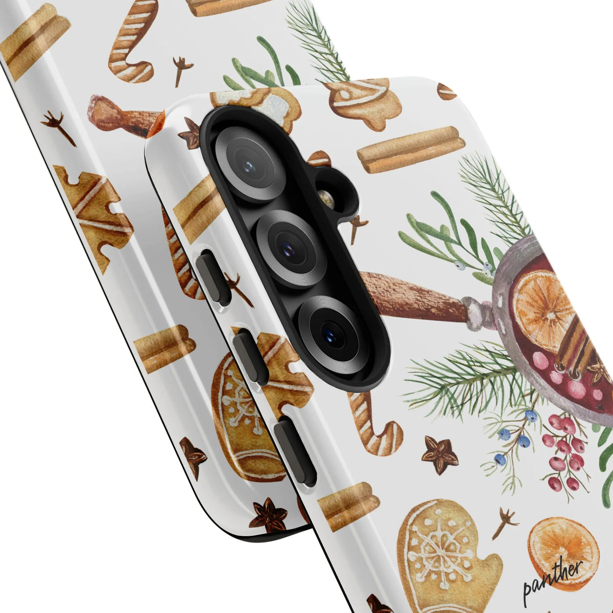 Holiday Baking Mulled Wine Watercolor Cover, Christmas Gingerbread Phone Case Samsung Galaxy, Festive Xmas Tough Samsung Case