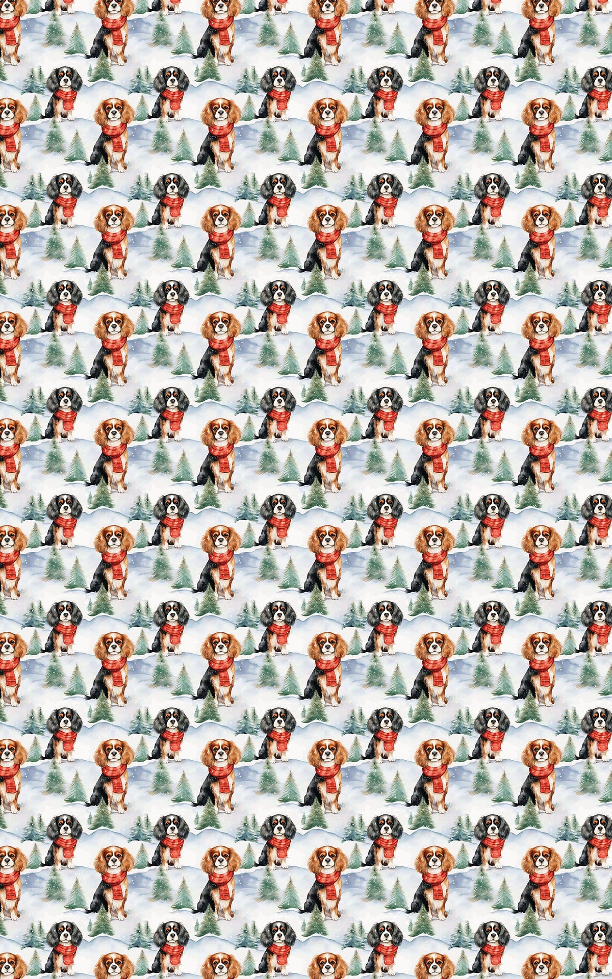Festive Winter Dog Gift Wrap, Cavalier King Charles Spaniel Wrapping Paper, Dog Lover Christmas Wrapping Paper
