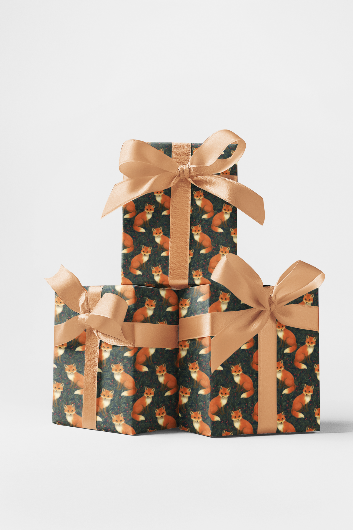 Rustic Pine Forest Gift Wrap, Woodland Fox Wrapping Paper, Winter Fox Christmas Paper, Nature Lover Animal Wrapping Paper, Ho
