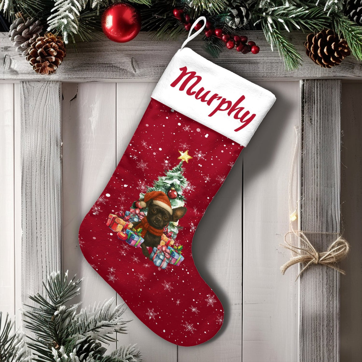 Custom Frenchie Holiday Stocking, Personalized French Bulldog Christmas Stocking, Adorable Dog Christmas Stocking, Pet Lover 