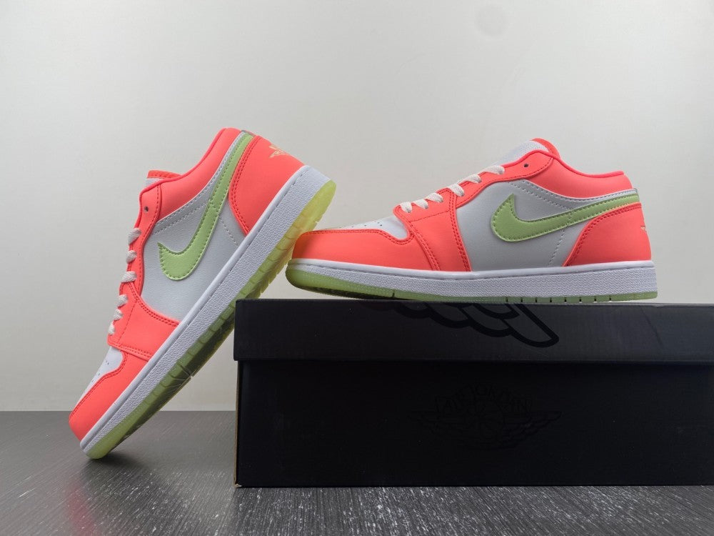 Low Top Sneakers, Green Pink Colorway, Glow in the Dark Detail, Lace Up Design, Casual Gift for Sneaker Fans