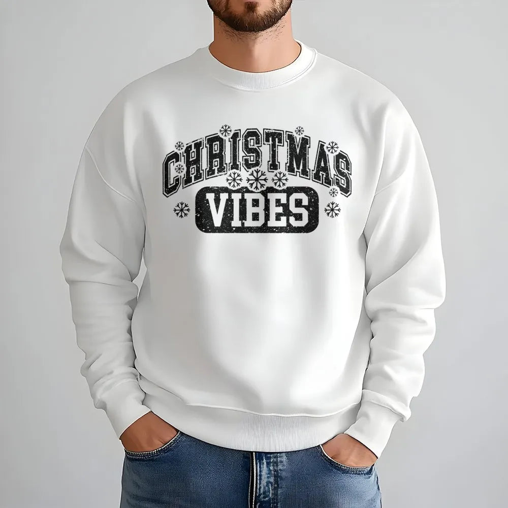 Varsity Snowflake Crewneck, Christmas Vibes Sweatshirt, Comfy Holiday Graphic Sweatshirt, Winter Aesthetic Pullover, Xmas Pre