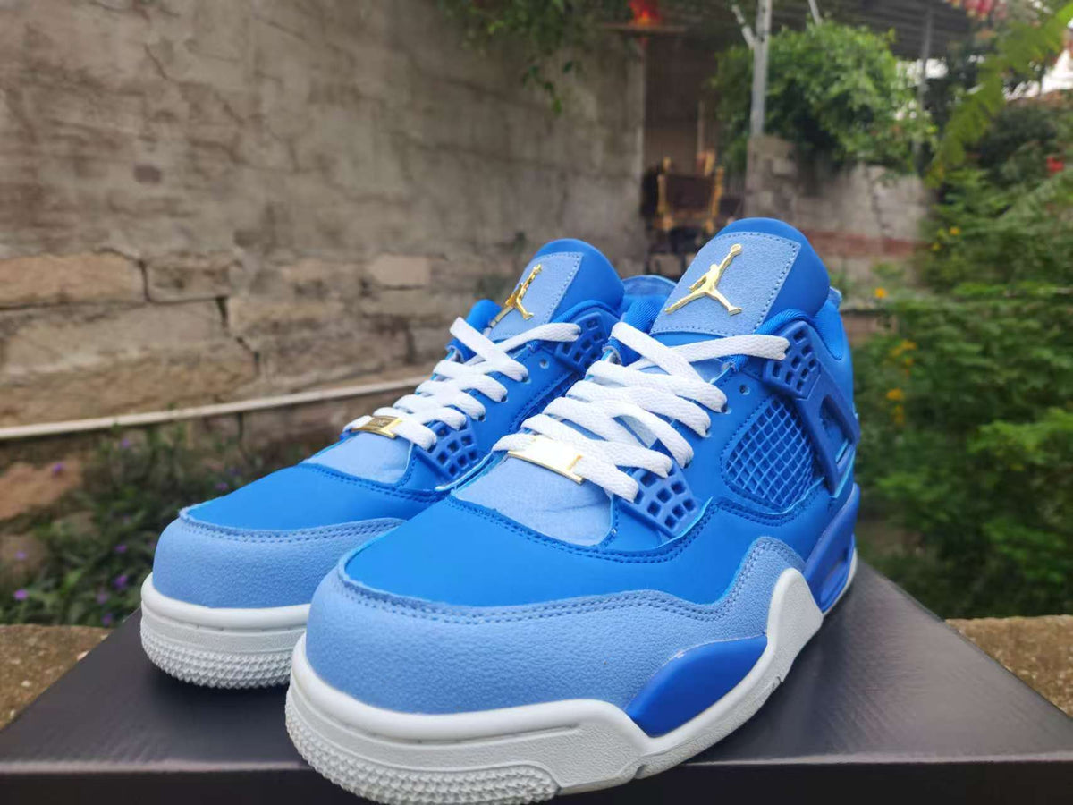 Mid Top Sneakers, Royal Blue Gold Colorway, Lace Up Design, Casual Gift for Sneaker Fans