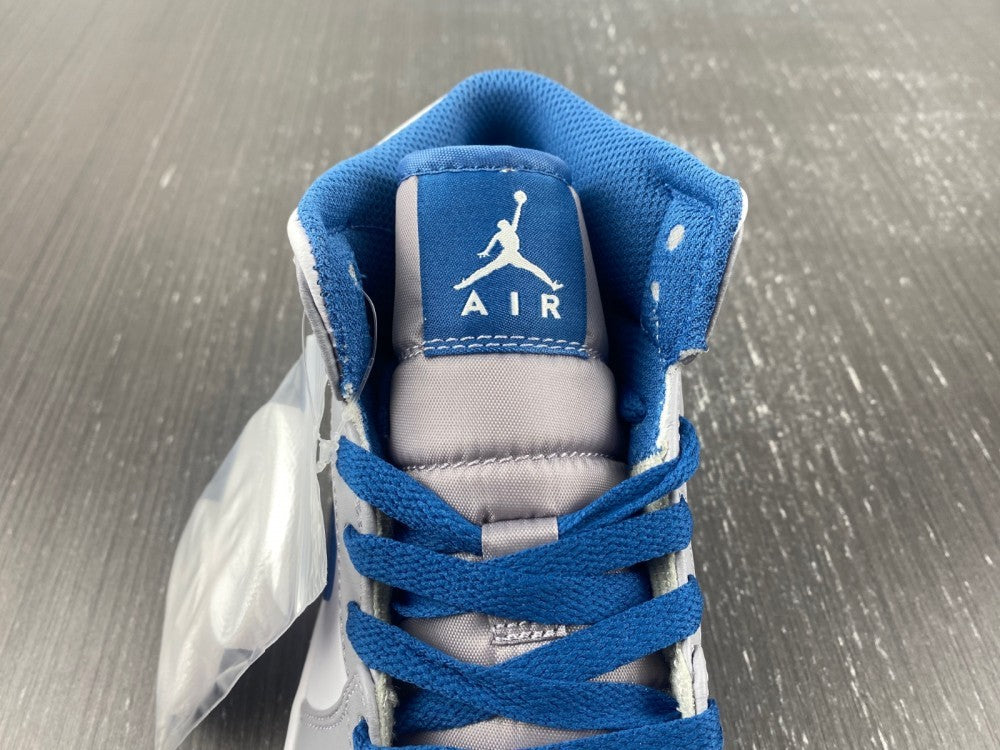 Mid Top Basketball Shoes, Blue White Gray Colorway, Lace Up Design, Casual Gift for Shoe Lovers