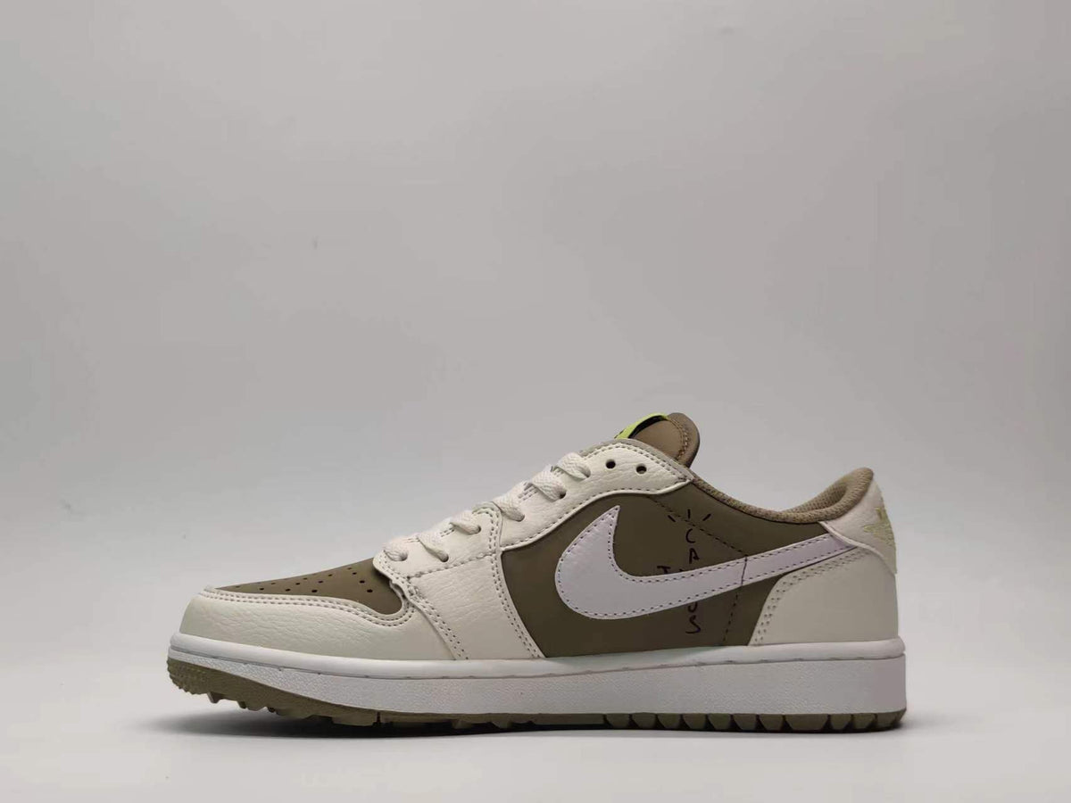 Golf Shoes, Olive Black Cream Colorway, Reverse Hook Design, Lace Up Design, Casual Gift for Shoe Lovers