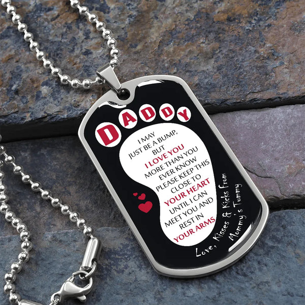 I May Just Be a Bump Baby Dog Tag Necklace, Daddy to Be Dog Tag Necklace, First Time Dad Necklace, New Dad Expectant Father C