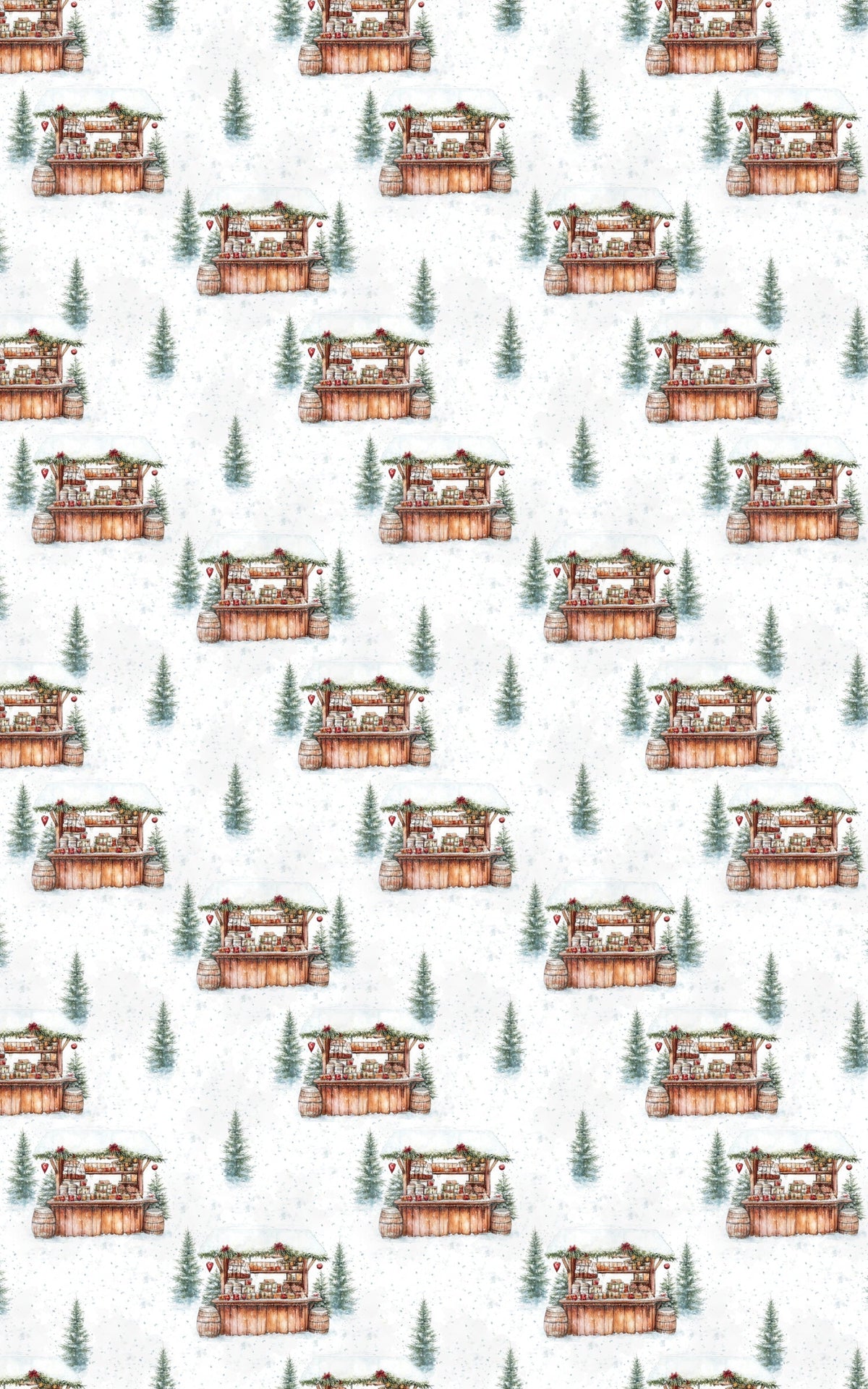 Holiday Market Gift Wrap, Winter Village Market Christmas Wrapping Paper, Christmas Town Present Wrap, Comfy Winter Festive G