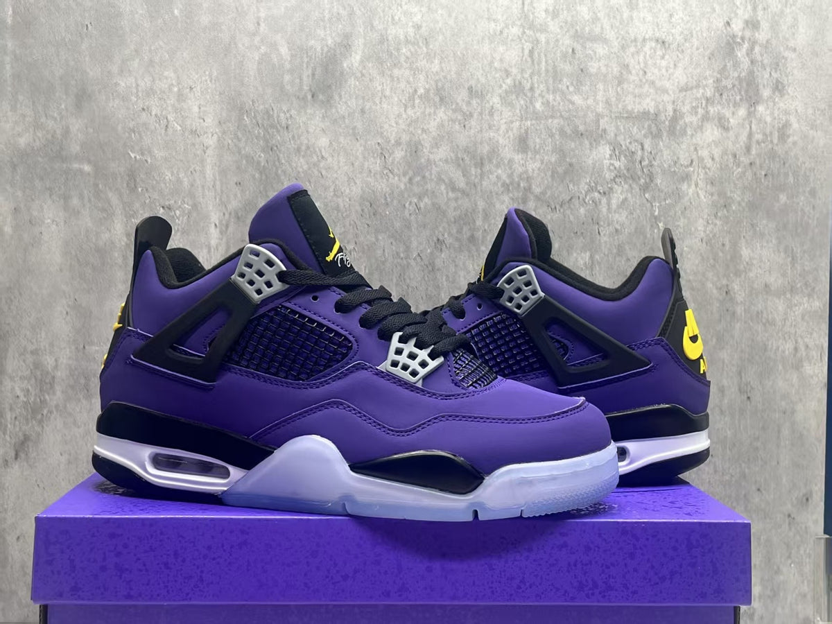 Mid Top Sneakers, Purple Gold Colorway, Lace Up Design, Casual Gift for Sneaker Fans