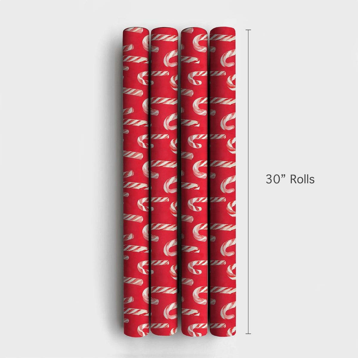 Red Christmas Gift Wrap, Watercolor Candy Cane Wrapping Paper, Festive Holiday Wrapping Paper, Classic Xmas Present Paper Rol