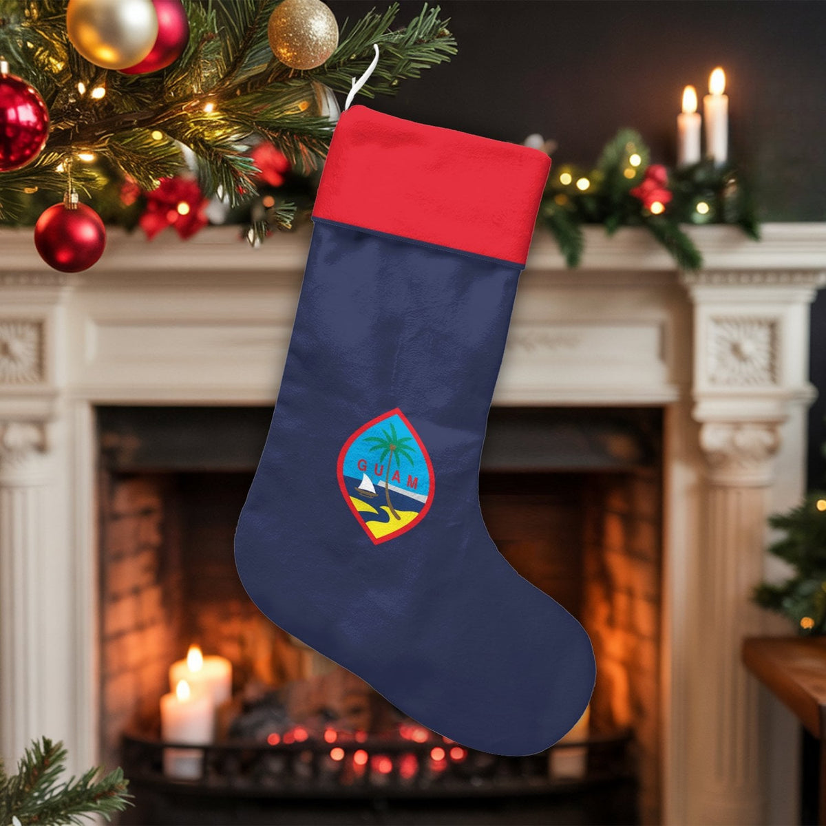 Chamorro Island Holiday Stocking, Personalized Guam Flag Christmas Stocking, Guam Islander Xmas Stocking, Custom Pacific Fami