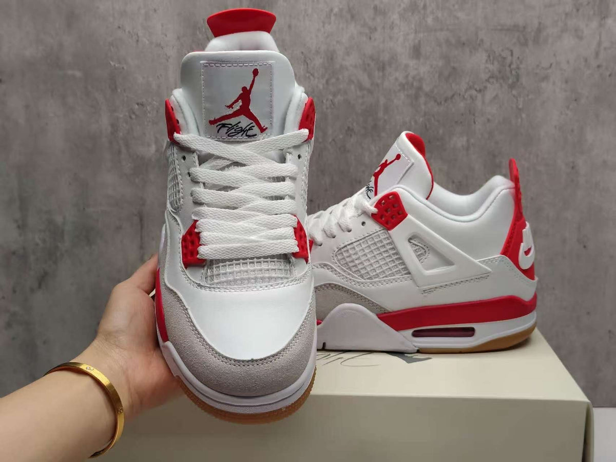Mid Top Sneakers, Red Colorway, Lace Up Design, Casual Gift for Sneaker Fans