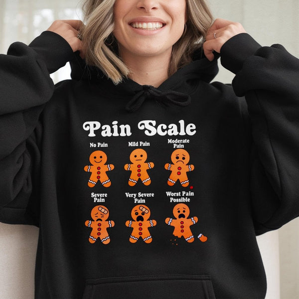 Christmas Medical Hoodie, Gingerbread Man Pain Scale Hoodie, Humorous Nurse Holiday Hoodie, Doctor Christmas Sweatshirt, Heal