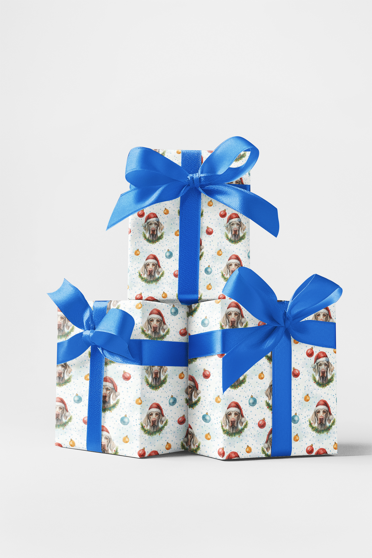 Santa Hat Dog Gift Wrap, Weimaraner Christmas Wrapping Paper, Festive Puppy Present Wrap, Holiday Pet Lover Present Packaging