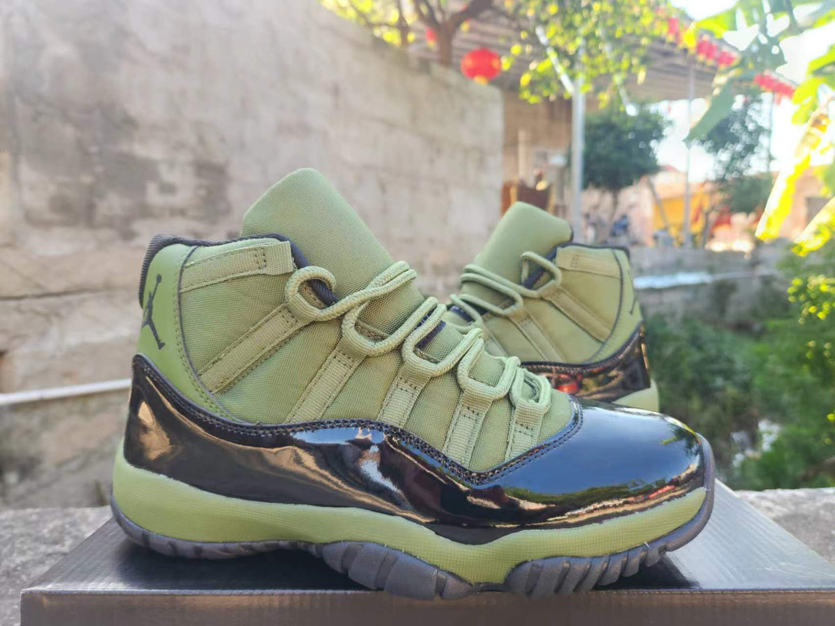 High Top Sneakers, Army Green Black Colorway, Lace Up Design, Casual Gift for Sneaker Fans