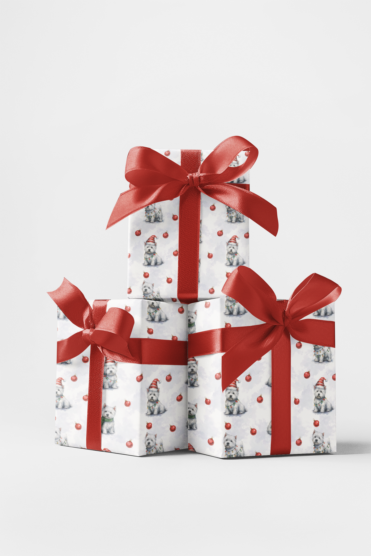 West Highland Terrier Gift Wrap, Westie Christmas Wrapping Paper, Festive Westie Wrapping Paper, Adorable Westie Holiday Gift