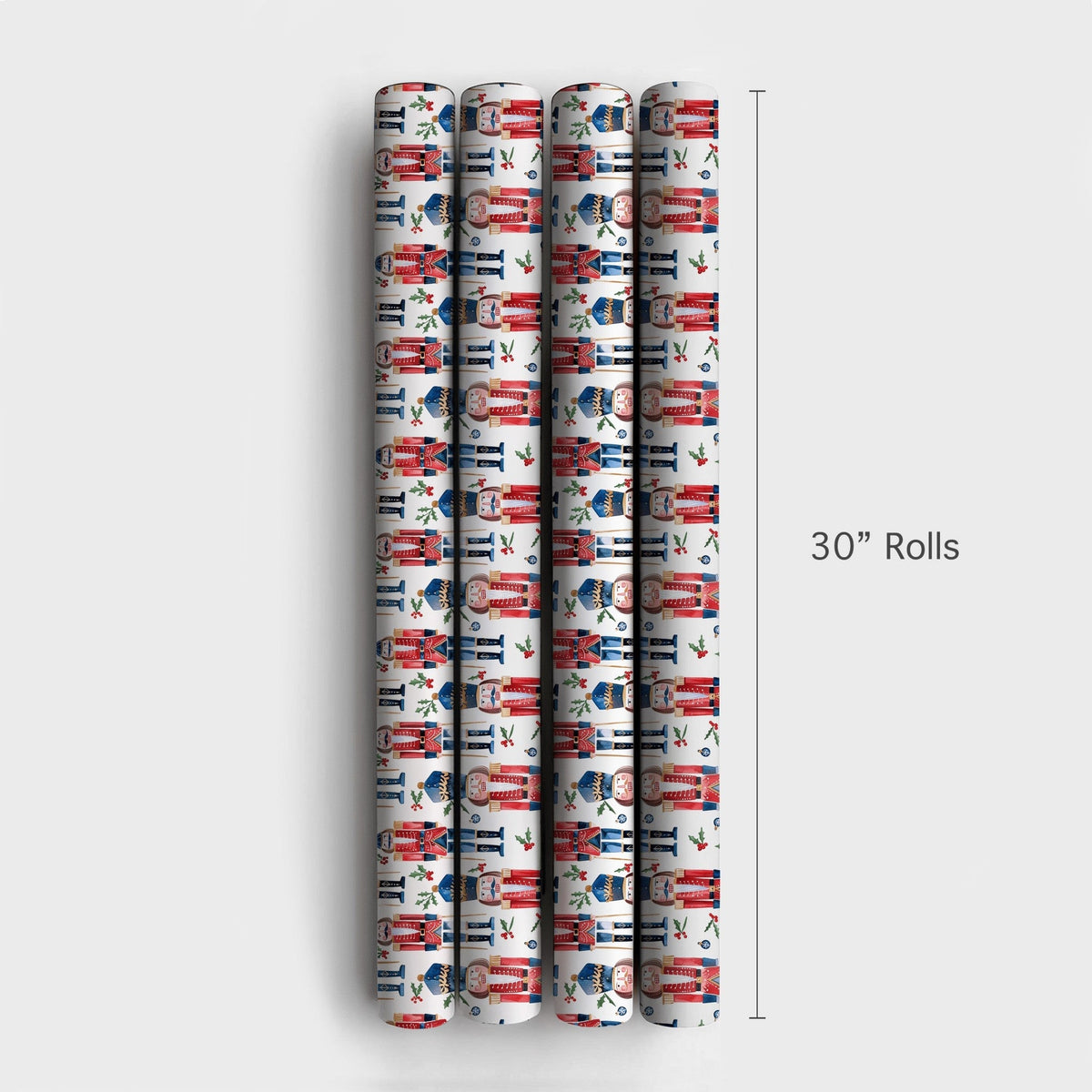 Watercolor Christmas Gift Wrap Roll, Nutcracker Wrapping Paper, Holiday Nutcracker Soldier Wrapping Paper, Festive Xmas Gift 