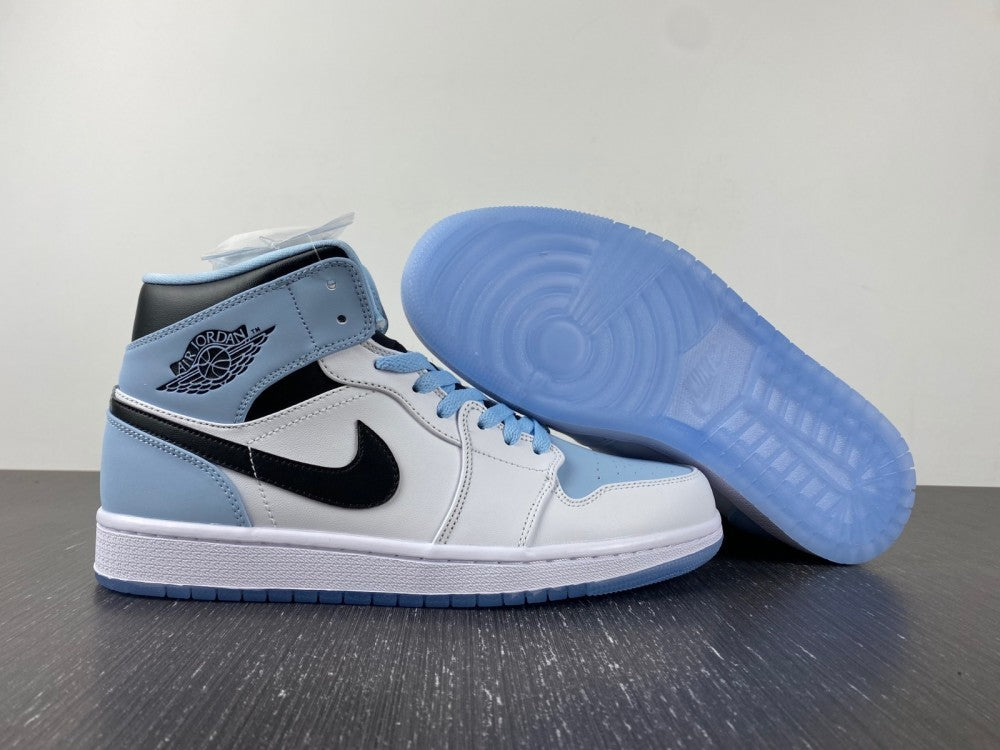 Mid Top Sneakers, Blue White Black Colorway, Lace Up Design, Casual Gift for Sneaker Fans