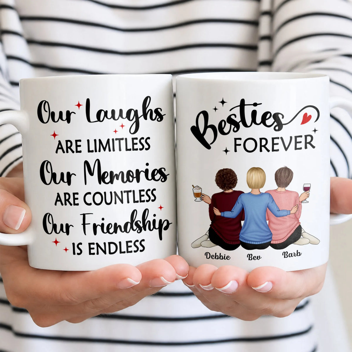 Soul Sisters Ceramic Coffee Mug, Besties Forever Three Friends Mug, Custom Friendship Mug, Birthday Christmas Bestie Cup Pres