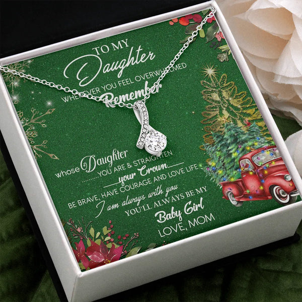 14k White Gold Pendant Necklace, To My Daughter Christmas Necklace, Sentimental Holiday Keepsake Jewelry, Christmas Present f