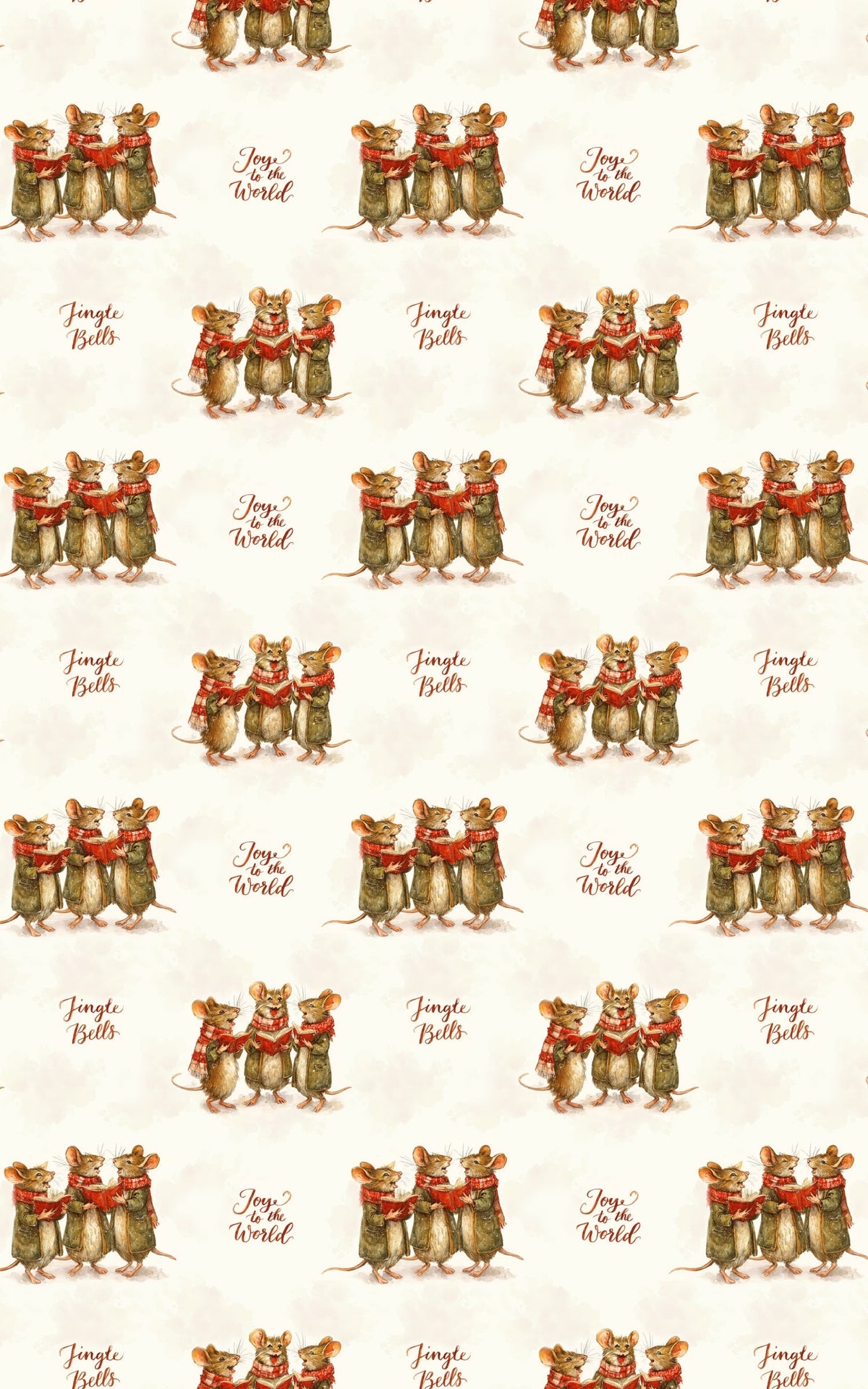 Whimsical Holiday Gift Wrap Roll, Caroling Mice Christmas Wrapping Paper, Adorable Animal Wrapping Paper, Kids Gift Wrap, Xma
