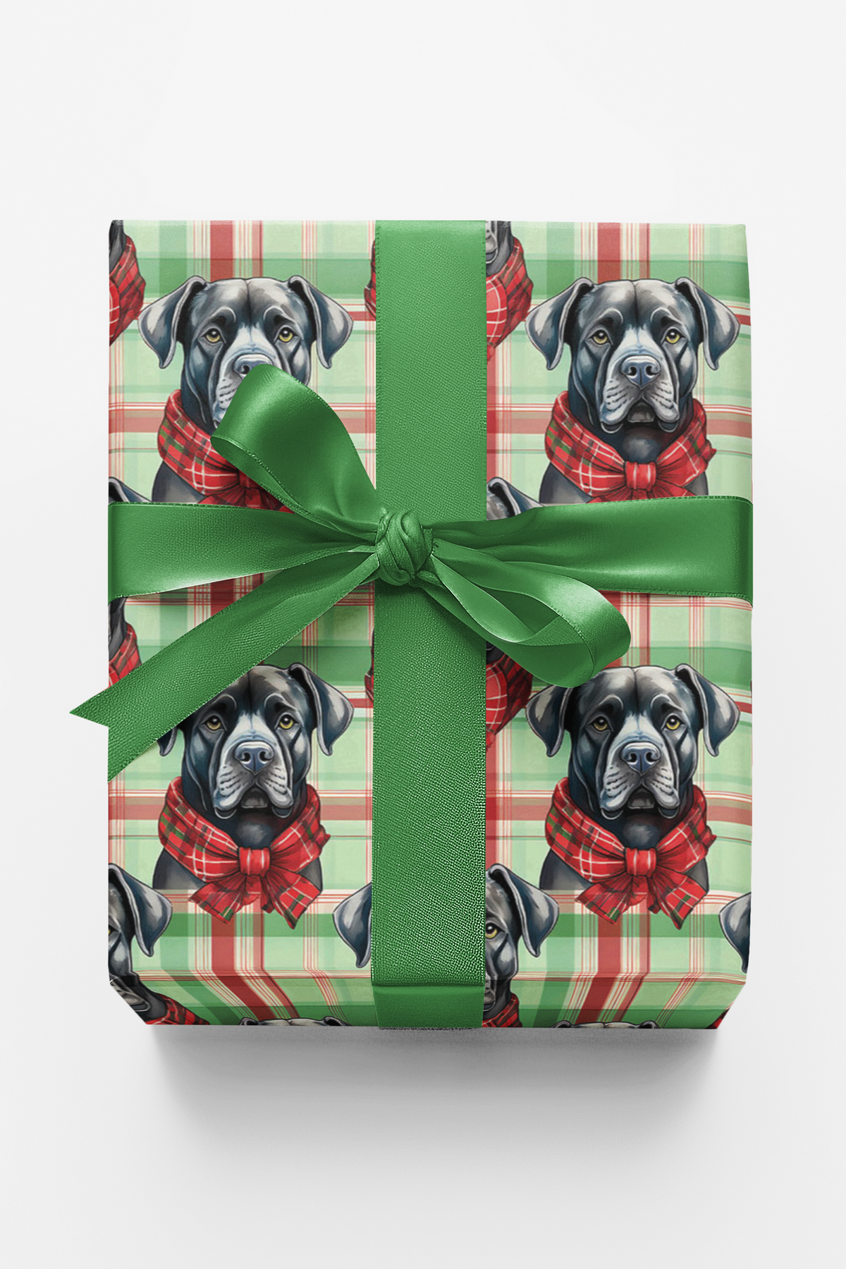 Plaid Dog Gift Wrap, Cane Corso Christmas Wrapping Paper, Festive Puppy Present Wrap, Holiday Cane Corso Lover Present Packag