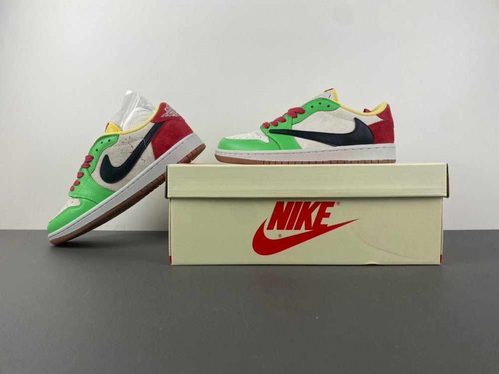 Low Top Sneakers, White Black Green Yellow Colorway, Reverse Hook Design, Lace Up Design, Casual Gift for Sneaker Fans