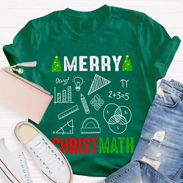 Math Holiday Equation Graphic Tee, Merry Christmath Humorous Math Teacher Shirt, STEM Educator Christmas T-Shirt, Math Lover 