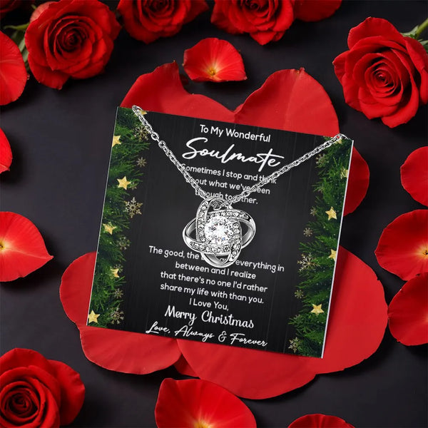 CZ Crystal Pendant Necklace, Soulmate Love Knot Necklace, Romantic Anniversary Knot Necklace, Christmas Present for Her, Swee