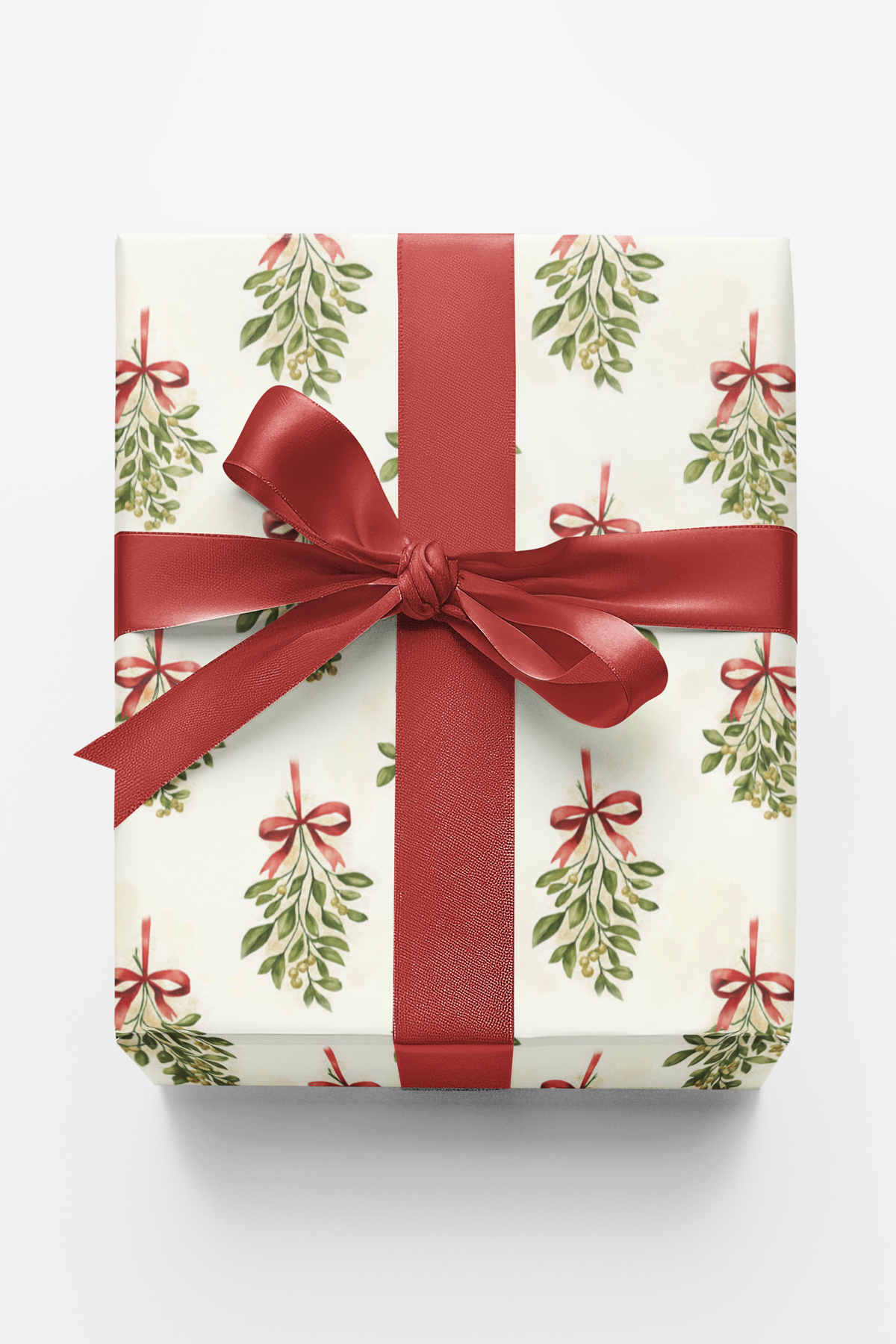 Botanical Holiday Gift Wrap, Mistletoe Christmas Wrapping Paper, Festive Greenery Wrapping Paper, Winter Season Gift Wrap Rol