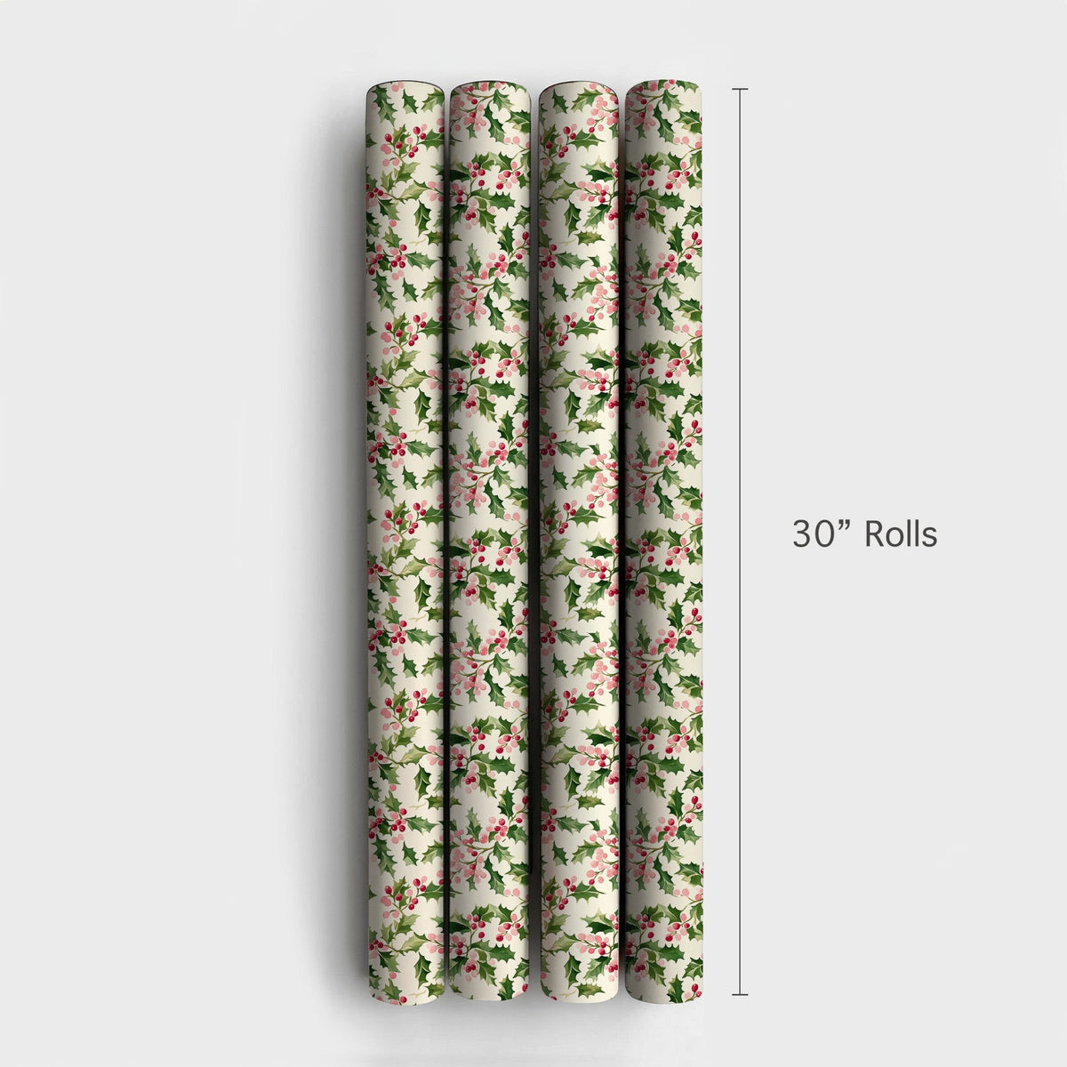 Christmas Botanical Gift Wrap, Watercolor Holly Wrapping Paper, Vintage Holiday Berry Wrapping Paper, Winter Christmas Gift W