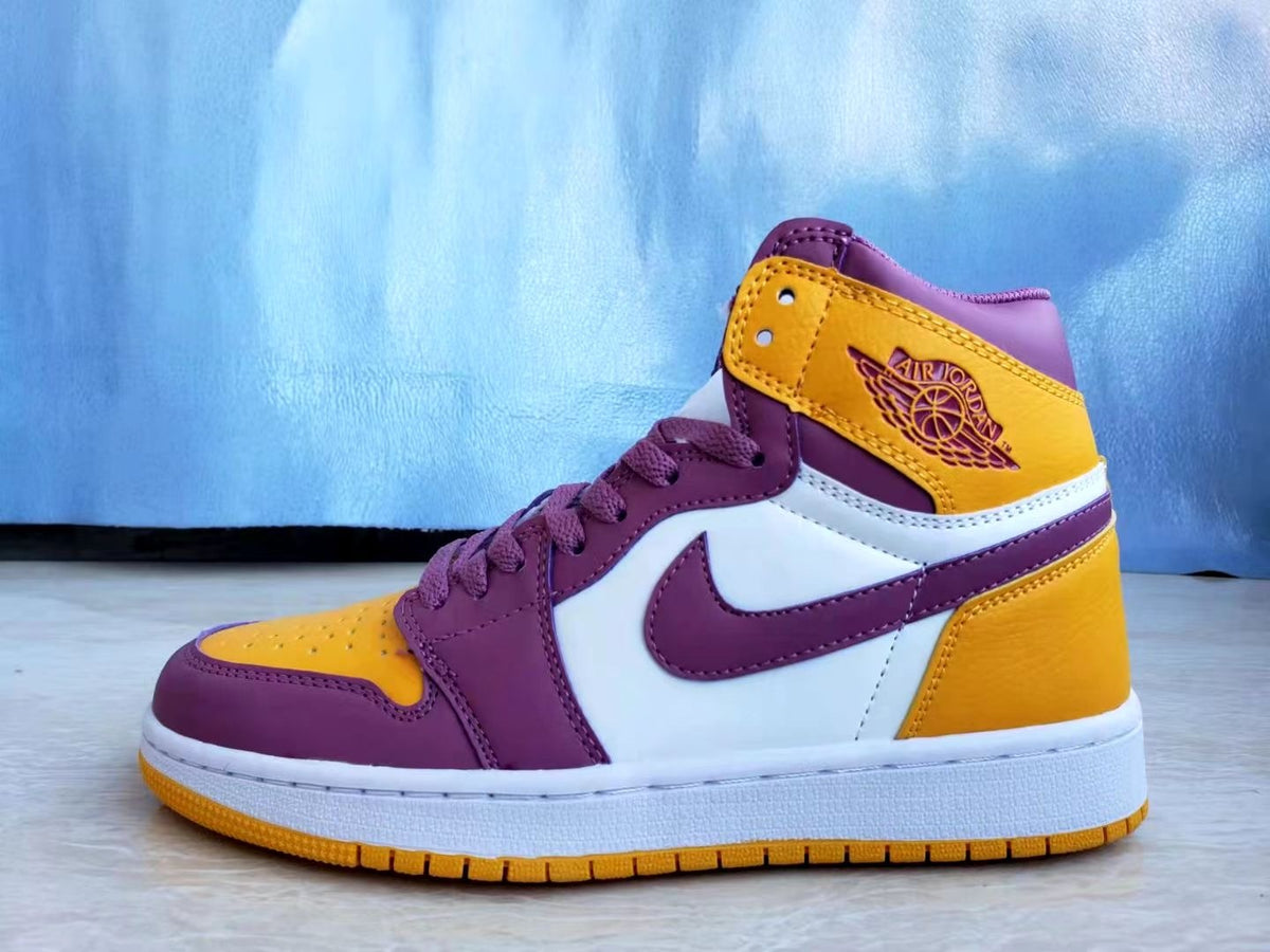 Sneakers, Yellow Purple Colorway, Lace Up Design, Casual Gift for Sneaker Fans