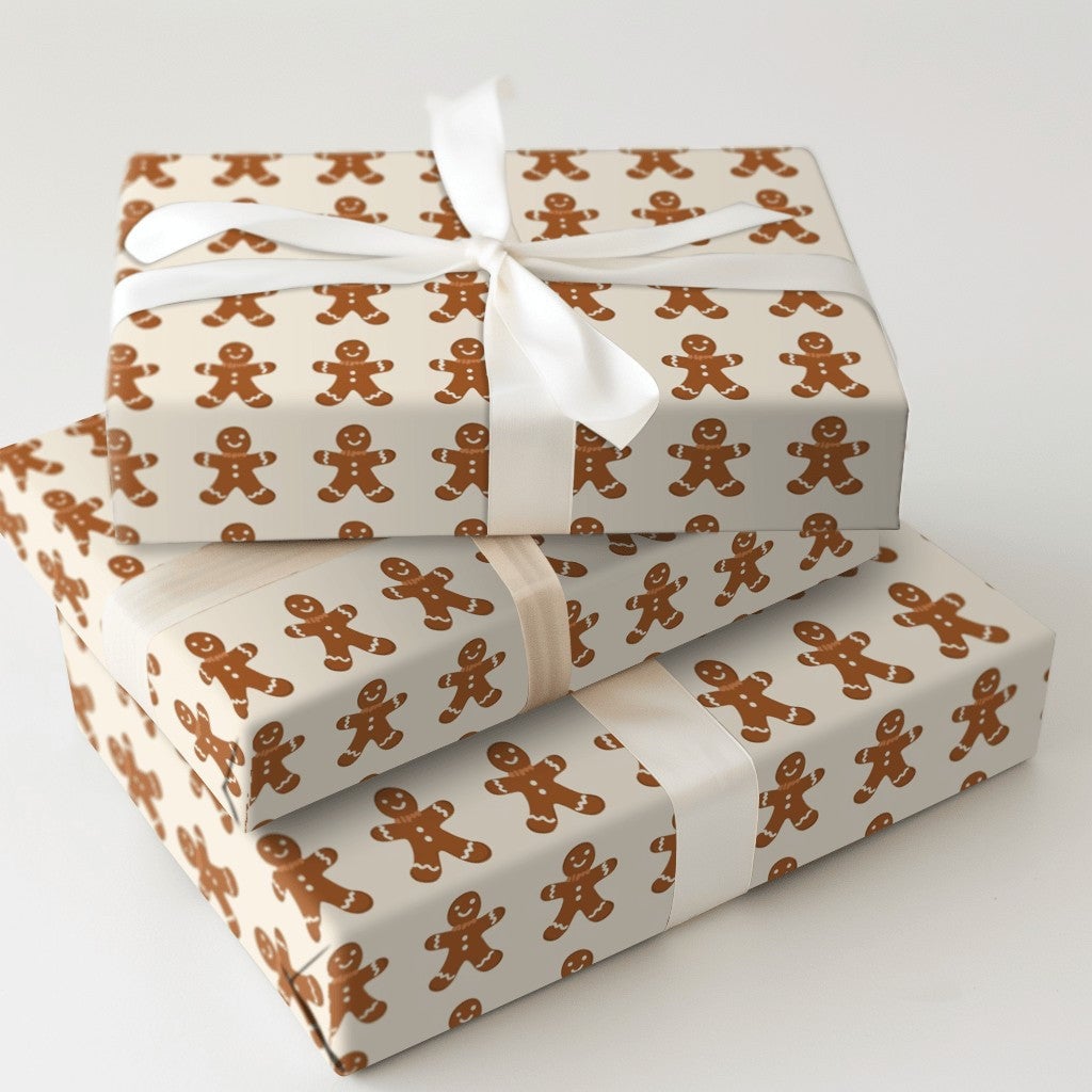 Holiday Cookie Gift Wrap, Gingerbread Man Wrapping Paper, Adorable Christmas Cookie Wrapping Paper, Whimsical Winter Holiday 