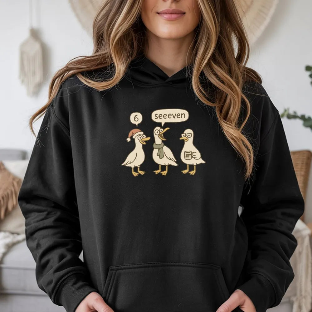 Adorable Goose Math Joke Sweatshirt, Humorous 6 7 Teacher Christmas Hoodie, Holiday Math Teacher Pullover, Educator Present, 