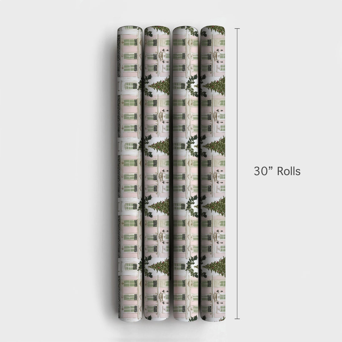 Pink Parisian Building Gift Wrap, Paris Christmas Wrapping Paper, French City House Wrapping Paper, Elegant Holiday Christmas