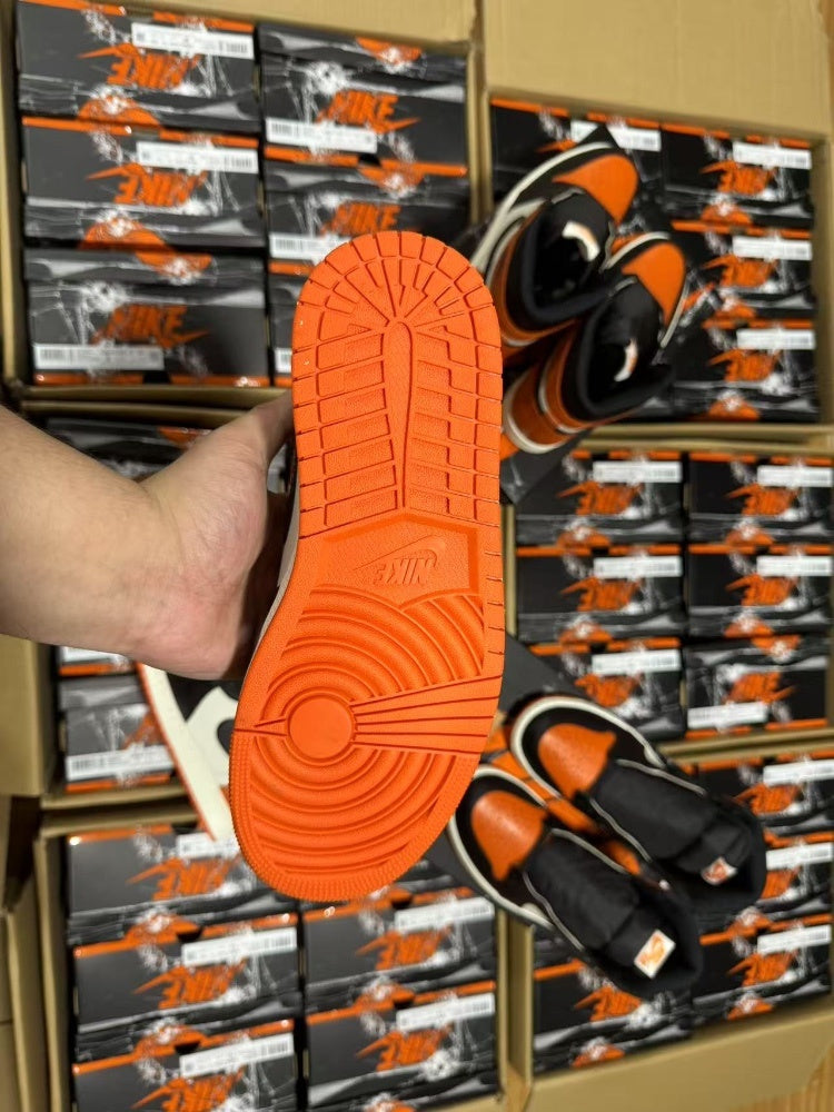 High Top Sneakers, Orange Black White Colorway, Lace Up Design, Casual Gift for Sneaker Fans