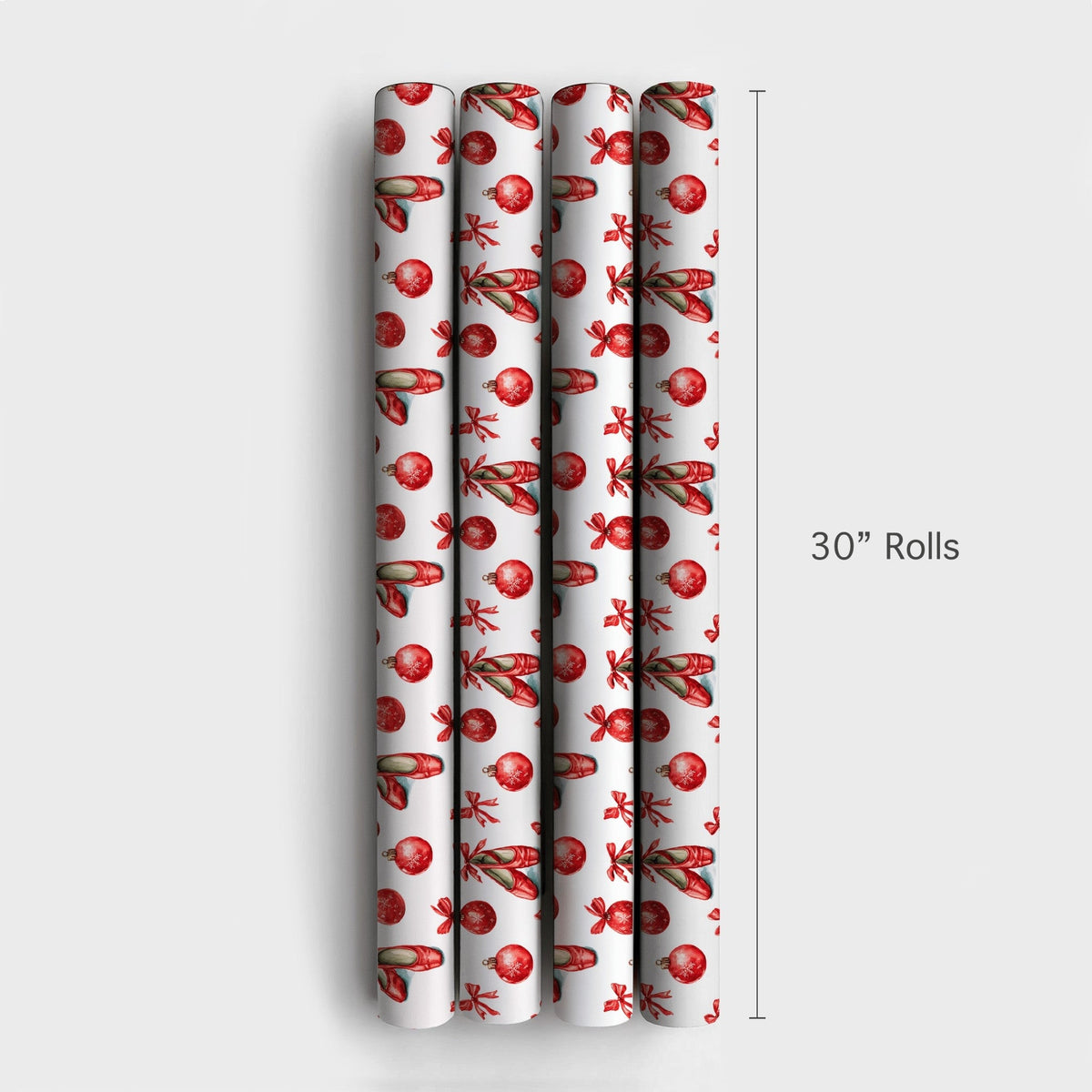 Christmas Nutcracker Gift Wrap, Ballet Pointe Shoes Wrapping Paper, Red Ribbon Holiday Wrapping Paper, Ballerina Dancer Gift 