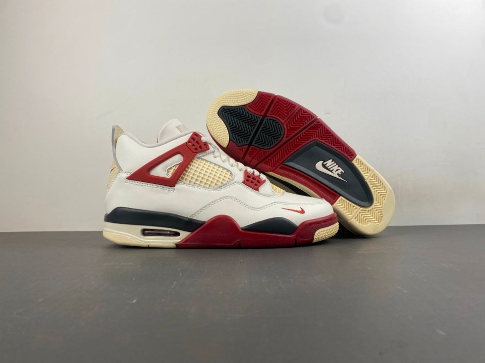 Low Top Sneakers, Beige Red Colorway, Lace Up Design, Casual Gift for Sneaker Fans