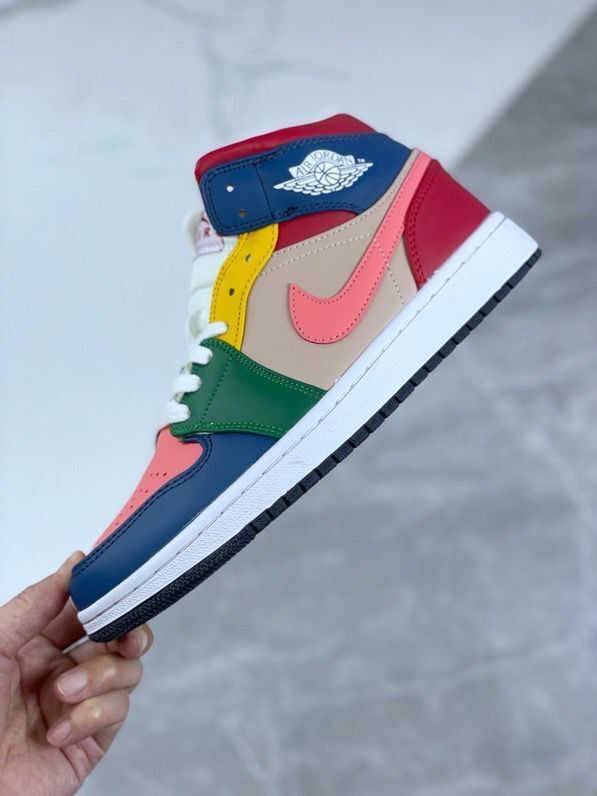Mid Top Sneakers, Multicolor Colorway, Lace Up Design, Casual Gift for Sneaker Fans