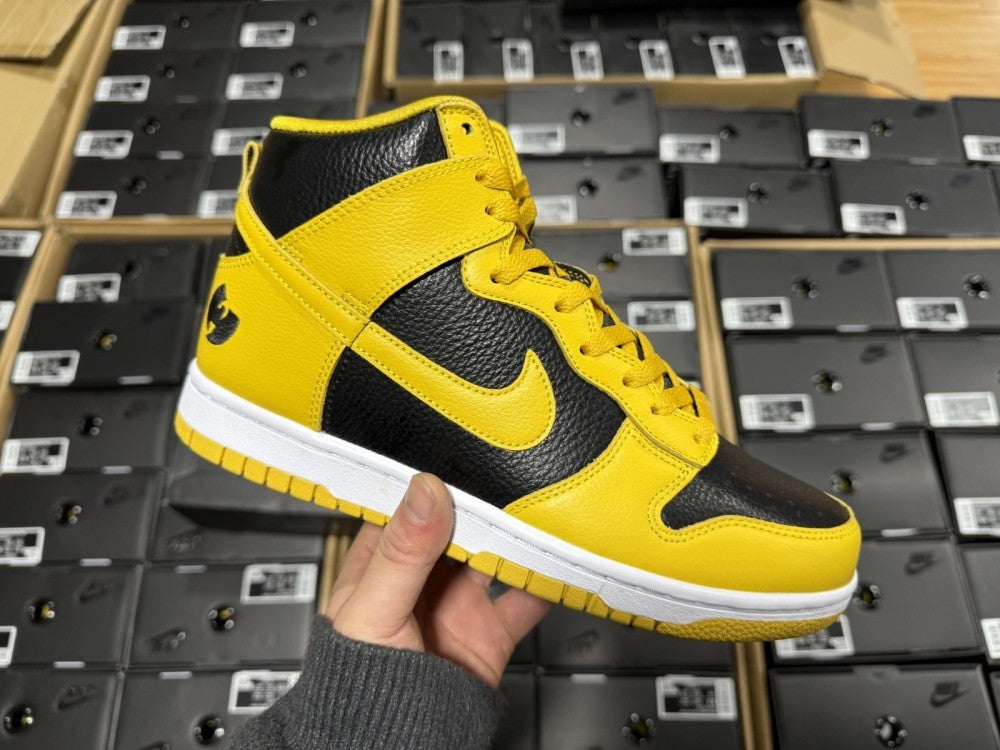 High Top Sneakers, Black Yellow Colorway, Lace Up Design, Casual Gift for Sneaker Fans