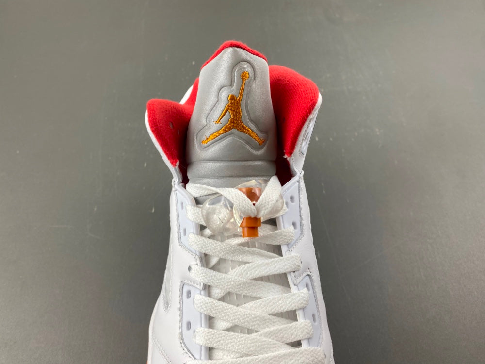 Retro High Top Sneakers, White Orange Colorway, Lace Up Design, Casual Gift for Sneaker Fans