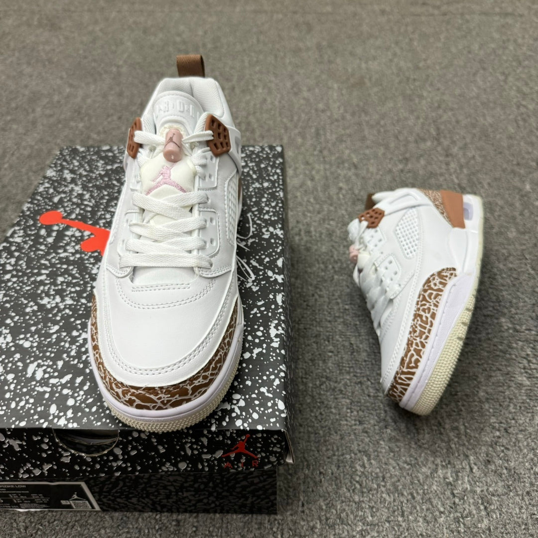 Low Top Basketball Shoes, White Pink Brown Colorway, Lace Up Design, Casual Gift for Shoe Lovers