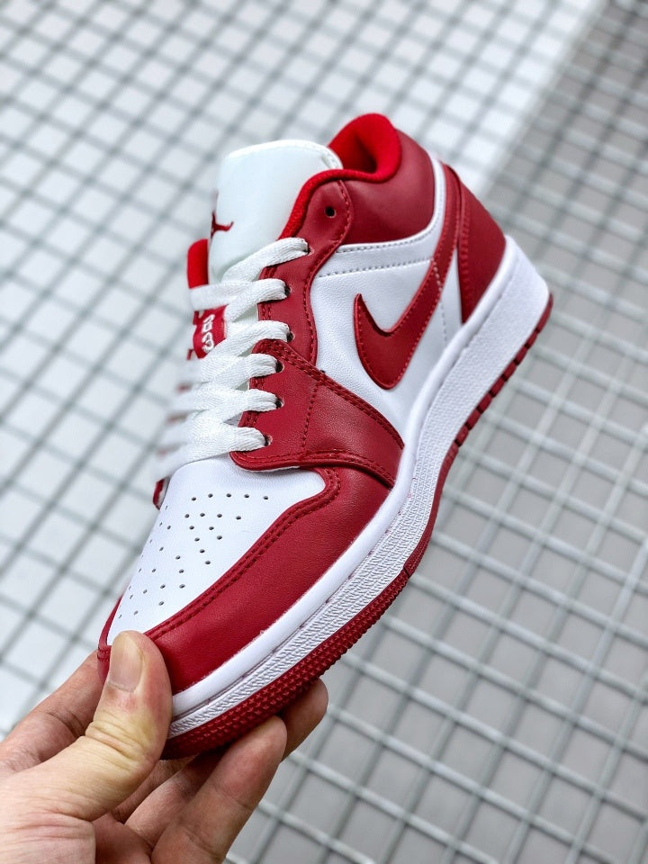 Low Top Sneakers, White Red Gold Colorway, Lace Up Design, Casual Gift for Sneaker Fans