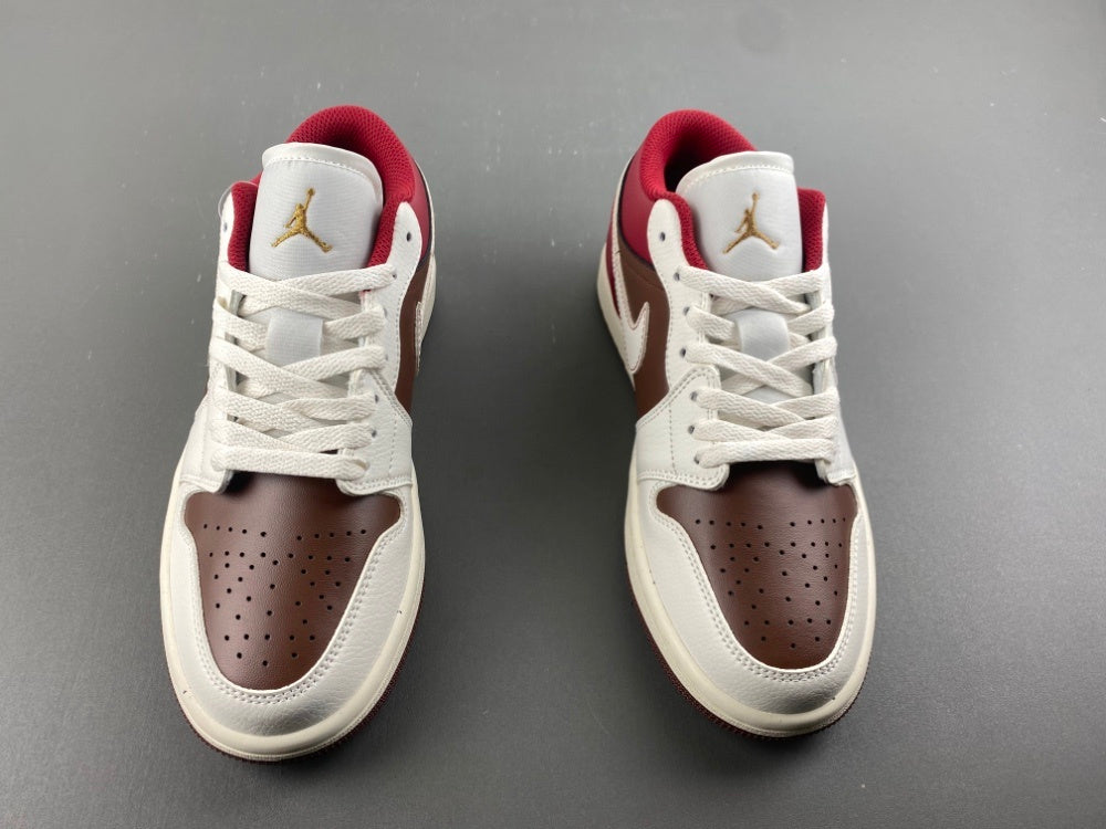 Low Top Sneakers, Burgundy White Brown Colorway, Lace Up Design, Casual Gift for Sneaker Fans
