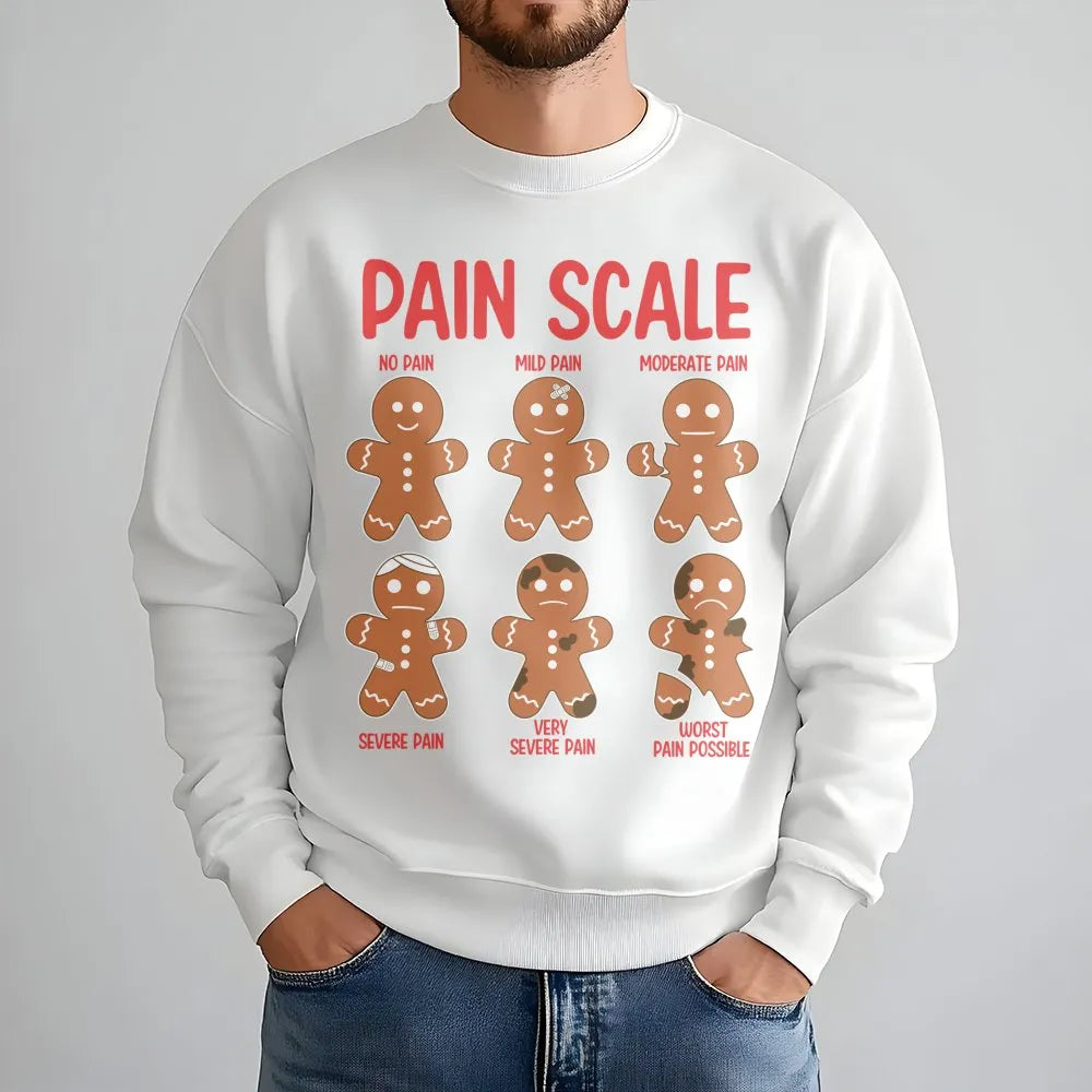 Humorous Nurse Christmas Sweatshirt, Pain Scale Gingerbread Sweatshirt, Medical Ugly Sweater Crewneck, Holiday Present Nurse 
