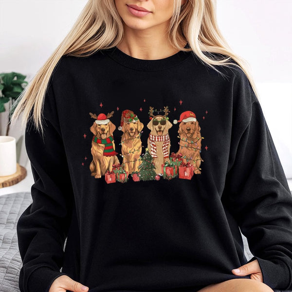Festive Dog Holiday Sweater, Golden Retriever Christmas Sweatshirt, Adorable Golden Retriever Xmas Crewneck, Dog Mom Pullover