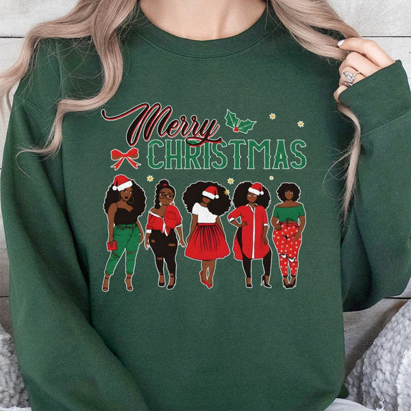 African American Holiday Sweatshirt, Black Girl Magic Christmas Sweatshirt, Melanin Queen Winter Sweatshirt, Comfy Sisterhood