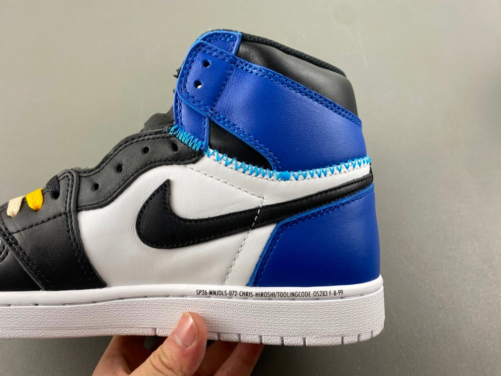 High Top Sneakers, White Black Blue Colorway, Lace Up Design, Casual Gift for Sneaker Fans