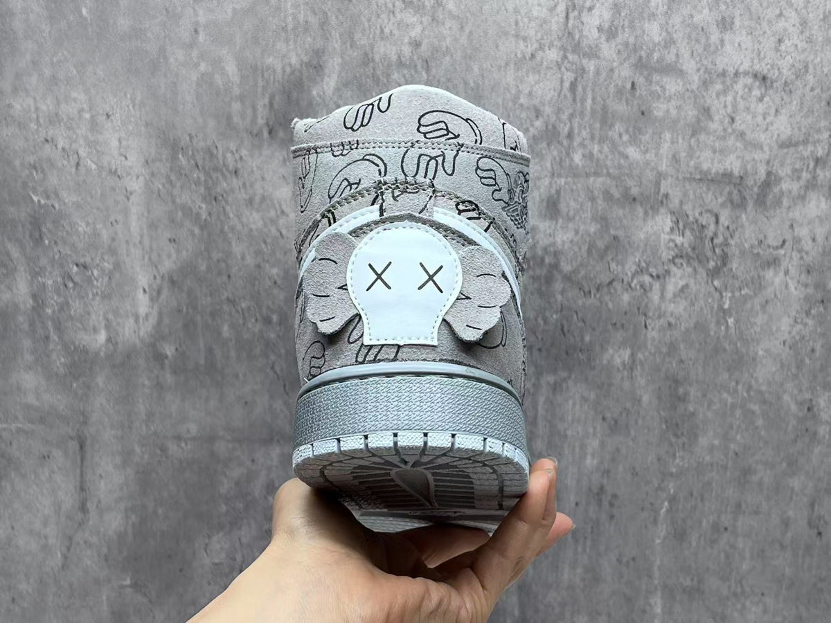 High Top Sneakers, Gray Colorway, Lace Up Design, Casual Gift for Sneaker Fans